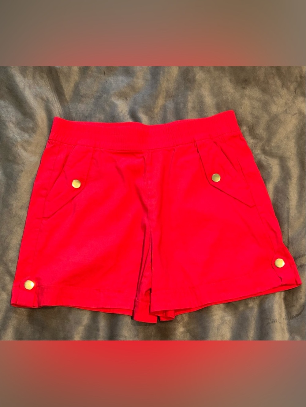 INC International Concepts Red Pull-On Shorts with Gold Buttons